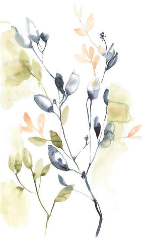 Sweet Leaves I Black Ornate Wood Framed Art Print with Double Matting by Goldberger, Jennifer