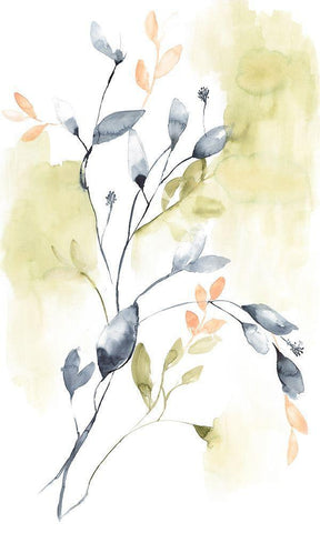 Sweet Leaves II White Modern Wood Framed Art Print with Double Matting by Goldberger, Jennifer