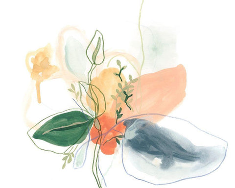 Abstracted Bouquet I Black Ornate Wood Framed Art Print with Double Matting by Vess, June Erica