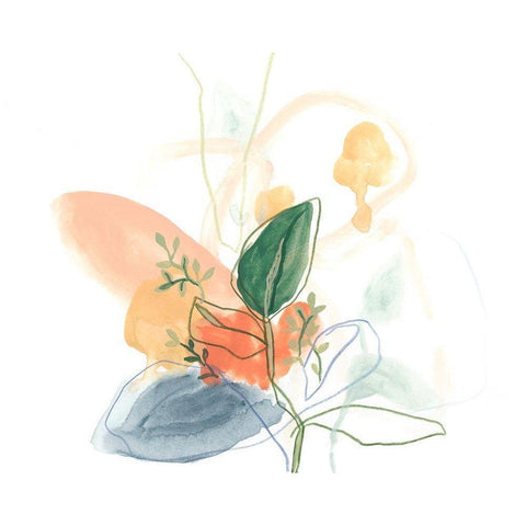 Abstracted Bouquet II Gold Ornate Wood Framed Art Print with Double Matting by Vess, June Erica