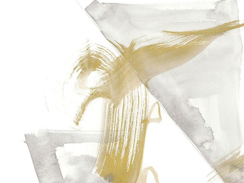 Gold and Grey Exploration I Black Ornate Wood Framed Art Print with Double Matting by Goldberger, Jennifer