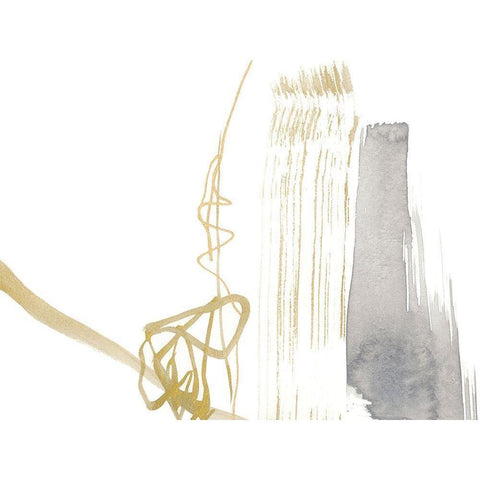 Gold and Grey Exploration III Black Modern Wood Framed Art Print by Goldberger, Jennifer