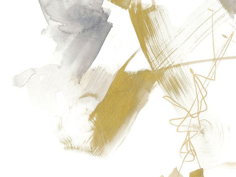 Gold and Grey Exploration IV White Modern Wood Framed Art Print with Double Matting by Goldberger, Jennifer