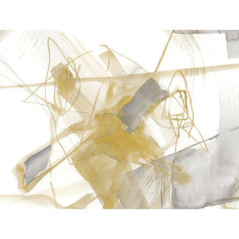 Gold and Grey Exploration V Gold Ornate Wood Framed Art Print with Double Matting by Goldberger, Jennifer