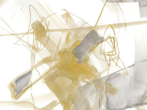 Gold and Grey Exploration V White Modern Wood Framed Art Print with Double Matting by Goldberger, Jennifer