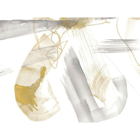 Gold and Grey Exploration VIII Black Modern Wood Framed Art Print by Goldberger, Jennifer