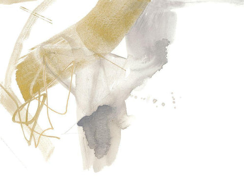 Gold and Grey Exploration IX White Modern Wood Framed Art Print with Double Matting by Goldberger, Jennifer