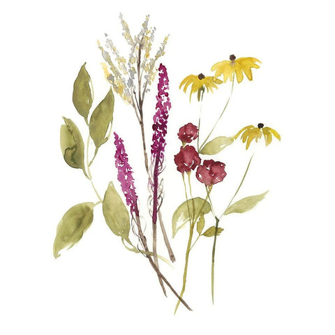 Fall Bouquet I White Modern Wood Framed Art Print by Goldberger, Jennifer