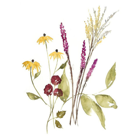 Fall Bouquet II Gold Ornate Wood Framed Art Print with Double Matting by Goldberger, Jennifer