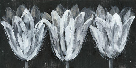 Custom White Trio on Black I Black Ornate Wood Framed Art Print with Double Matting by Goldberger, Jennifer