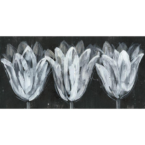 Custom White Trio on Black I Black Modern Wood Framed Art Print by Goldberger, Jennifer