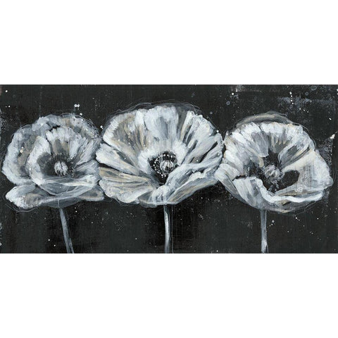 Custom White Trio on Black II Black Modern Wood Framed Art Print by Goldberger, Jennifer