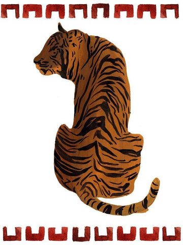 Asian Tiger I White Modern Wood Framed Art Print with Double Matting by Wang, Melissa