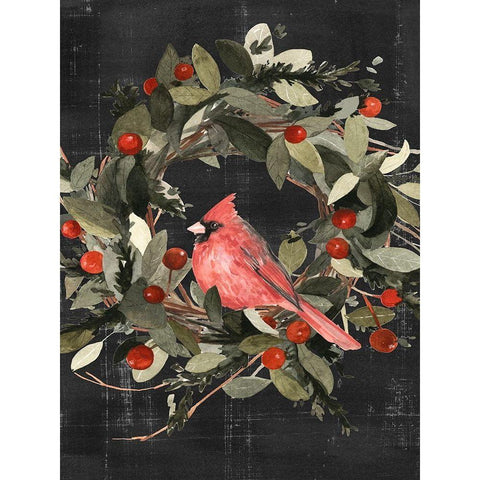 Christmas Cardinal I Black Modern Wood Framed Art Print by Scarvey, Emma