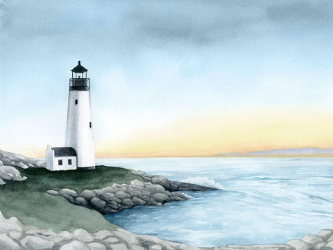 Lighthouse Bay I White Modern Wood Framed Art Print with Double Matting by Popp, Grace