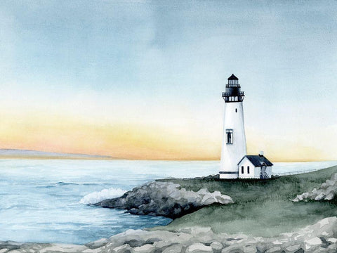 Lighthouse Bay II Black Ornate Wood Framed Art Print with Double Matting by Popp, Grace