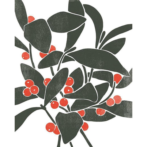 Colorblock Berry Branch I Black Modern Wood Framed Art Print by Scarvey, Emma
