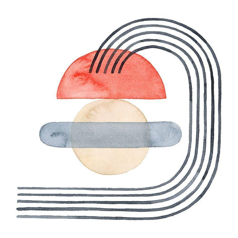 Deco Sunrise I Black Modern Wood Framed Art Print with Double Matting by Popp, Grace