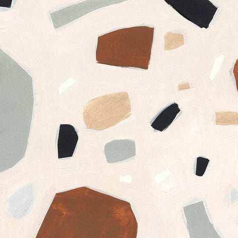 Terrazzo Shards II Black Modern Wood Framed Art Print with Double Matting by Borges, Victoria