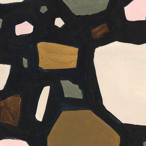 Terrazzo Shards V Black Modern Wood Framed Art Print with Double Matting by Borges, Victoria