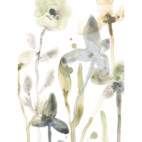 Stone Moss Stems III Black Modern Wood Framed Art Print by Vess, June Erica