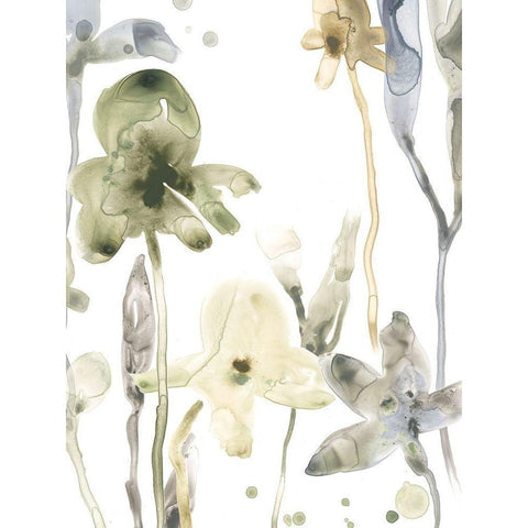Stone Moss Stems VI Black Modern Wood Framed Art Print by Vess, June Erica