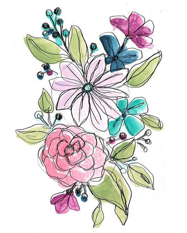 Bright Sketch I Black Ornate Wood Framed Art Print with Double Matting by Vess, June Erica