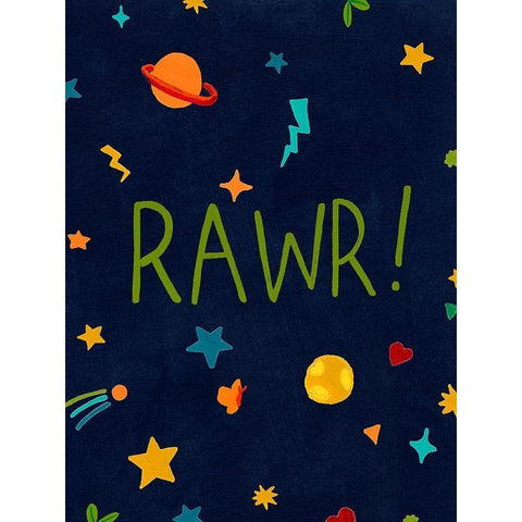 Starry Dinos I Black Modern Wood Framed Art Print with Double Matting by Vess, June Erica