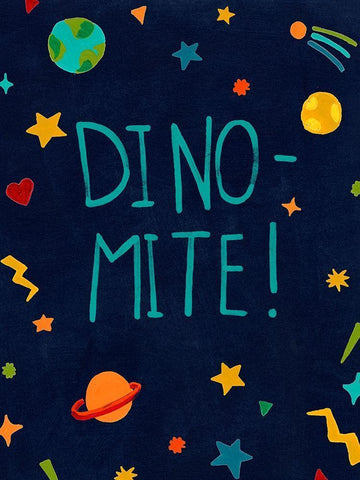 Starry Dinos II White Modern Wood Framed Art Print with Double Matting by Vess, June Erica
