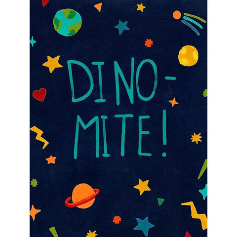 Starry Dinos II Black Modern Wood Framed Art Print with Double Matting by Vess, June Erica
