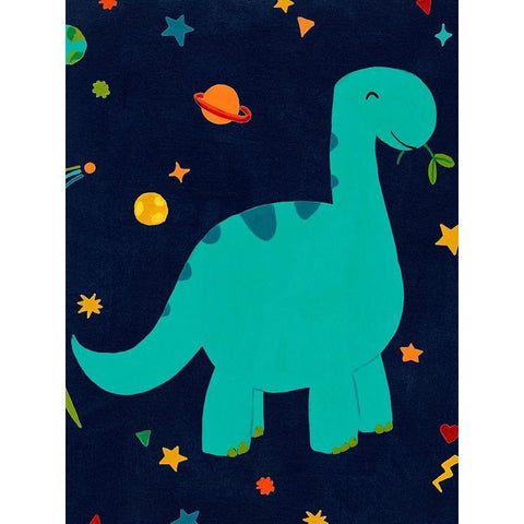 Starry Dinos IV Gold Ornate Wood Framed Art Print with Double Matting by Vess, June Erica