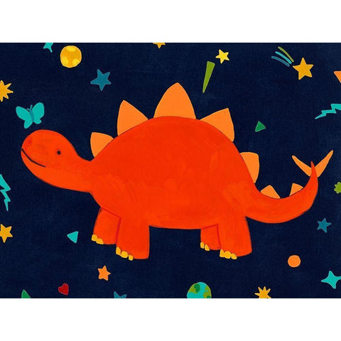 Starry Dinos VI Gold Ornate Wood Framed Art Print with Double Matting by Vess, June Erica