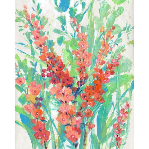 Tropical Summer Blooms II White Modern Wood Framed Art Print by OToole, Tim