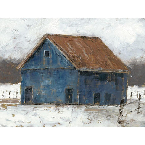 Blue Barn II White Modern Wood Framed Art Print by Harper, Ethan
