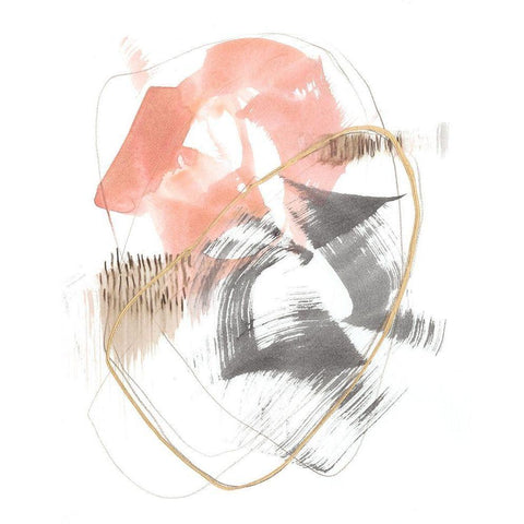 Blushing Circularity I Black Modern Wood Framed Art Print with Double Matting by Goldberger, Jennifer