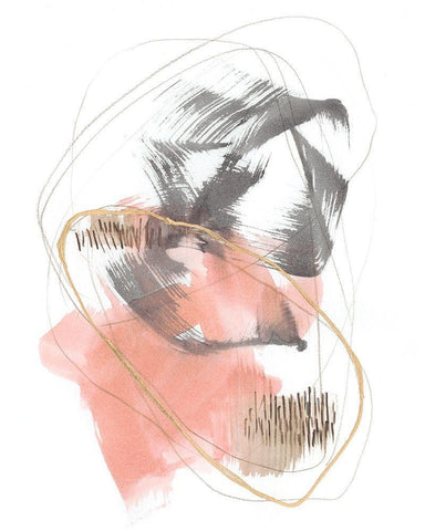 Blushing Circularity II White Modern Wood Framed Art Print with Double Matting by Goldberger, Jennifer