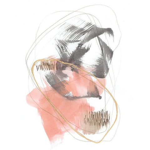 Blushing Circularity II Black Modern Wood Framed Art Print by Goldberger, Jennifer