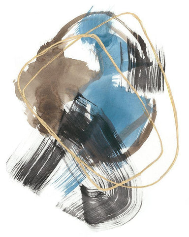 Gold Loops I Black Ornate Wood Framed Art Print with Double Matting by Goldberger, Jennifer