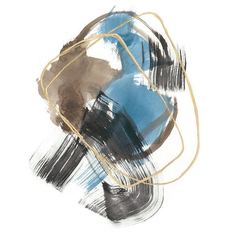 Gold Loops I Black Modern Wood Framed Art Print by Goldberger, Jennifer