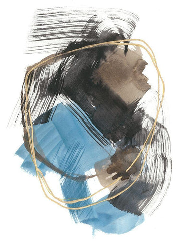 Gold Loops II White Modern Wood Framed Art Print with Double Matting by Goldberger, Jennifer