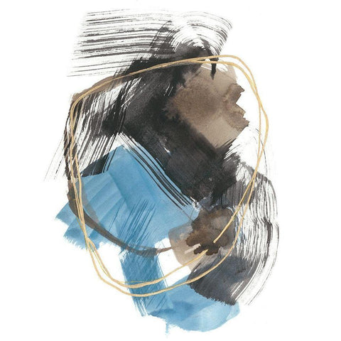 Gold Loops II Black Modern Wood Framed Art Print with Double Matting by Goldberger, Jennifer