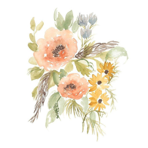 Late Summer Flowers I White Modern Wood Framed Art Print by Goldberger, Jennifer