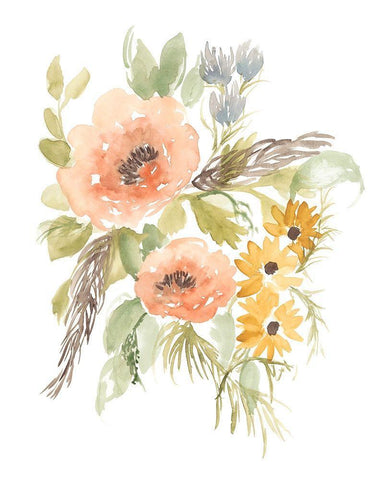 Late Summer Flowers I White Modern Wood Framed Art Print with Double Matting by Goldberger, Jennifer