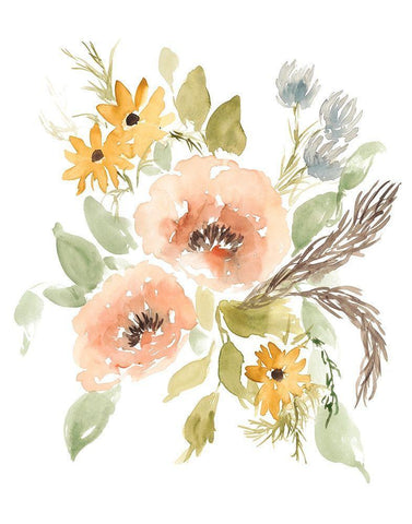 Late Summer Flowers II White Modern Wood Framed Art Print with Double Matting by Goldberger, Jennifer