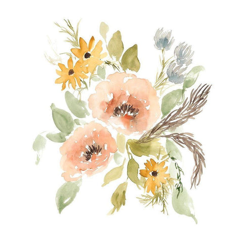 Late Summer Flowers II Gold Ornate Wood Framed Art Print with Double Matting by Goldberger, Jennifer