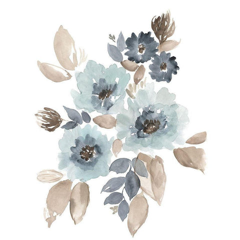 Blue and Chocolate Cascade I White Modern Wood Framed Art Print by Goldberger, Jennifer