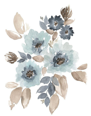 Blue and Chocolate Cascade I White Modern Wood Framed Art Print with Double Matting by Goldberger, Jennifer