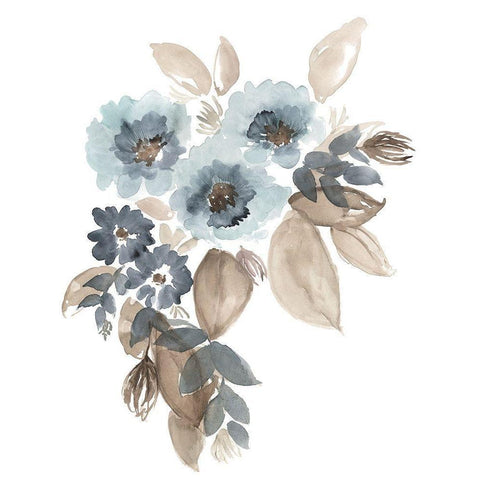 Blue and Chocolate Cascade II White Modern Wood Framed Art Print by Goldberger, Jennifer