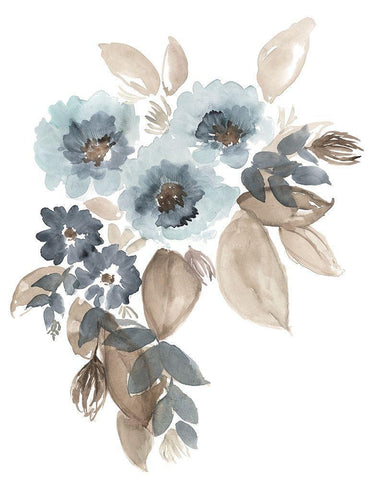 Blue and Chocolate Cascade II Black Ornate Wood Framed Art Print with Double Matting by Goldberger, Jennifer