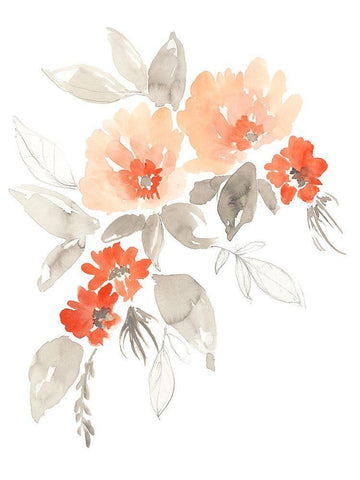 Terra Cotta Cascade I White Modern Wood Framed Art Print with Double Matting by Goldberger, Jennifer